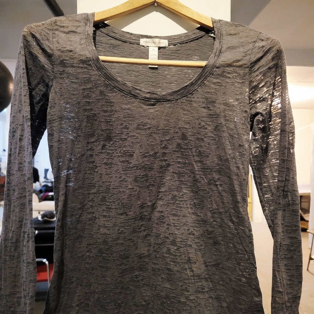 Ambiance Apparel, Slate Gray Long Sleeve, Ultralightweight, Soft, Top